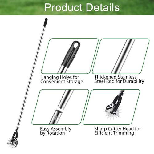 2024 Upgrade Edger Lawn Tool, Hand Manual Lawn Edger, Wheel Rotary Trimmer Grass Weed Edger for Garden Sidewalk Yard, Stainless Steel Long Handle 68 inch