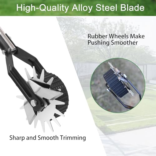 2024 Upgrade Edger Lawn Tool, Hand Manual Lawn Edger, Wheel Rotary Trimmer Grass Weed Edger for Garden Sidewalk Yard, Stainless Steel Long Handle 68 inch