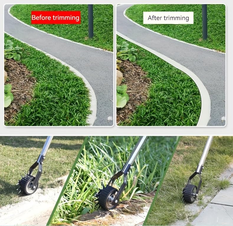 2024 Upgrade Edger Lawn Tool, Hand Manual Lawn Edger, Wheel Rotary Trimmer Grass Weed Edger for Garden Sidewalk Yard, Stainless Steel Long Handle 68 inch