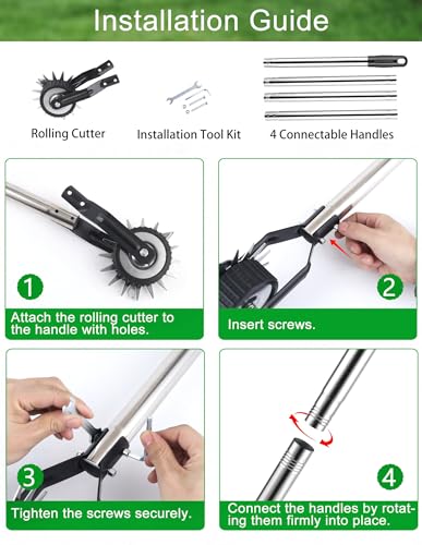 2024 Upgrade Edger Lawn Tool, Hand Manual Lawn Edger, Wheel Rotary Trimmer Grass Weed Edger for Garden Sidewalk Yard, Stainless Steel Long Handle 68 inch