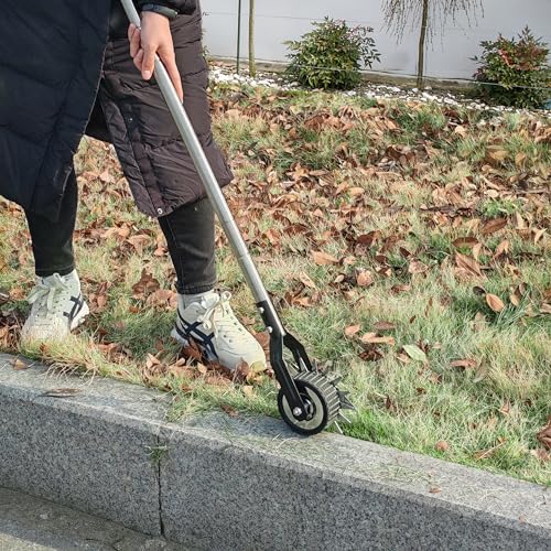 YEELOR Wheel Rotary Edger, Manual Lawn Edger, Hand Garden Edger with Strong 3 Sections Stainless Steel Handle with Cushion Grip, 58.3-Inch Length
