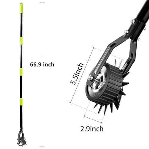 Klarg Edger Lawn Tool for Sidewalk, Wheel Rotary Edger, Manual Lawn Edger, Grass Edger Long Handle 66.9 inch, Adjustable Edgers for Landscaping, Garden, Yard