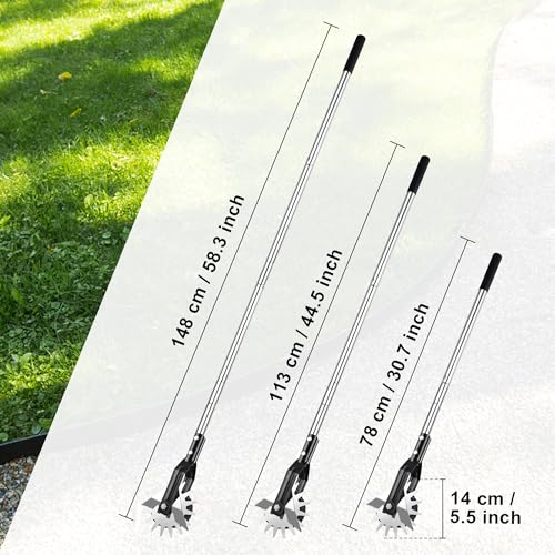 YEELOR Wheel Rotary Edger, Manual Lawn Edger, Hand Garden Edger with Strong 3 Sections Stainless Steel Handle with Cushion Grip, 58.3-Inch Length