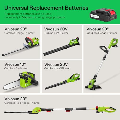 VIVOSUN 12” Cordless String Trimmer and Edger, 20V 2.0Ah Weed Eater, 2-Speed Control with Adjustable Head, Pole & Handle, Spool, Lightweight & Compact Trimmer, Battery and Fast Charger Included