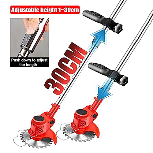 Battery Powered Edger Lawn Tool Cordless Trimmers Lawn Edger String Trimmer with Batteries & Replace Blades for Yard Garden,red