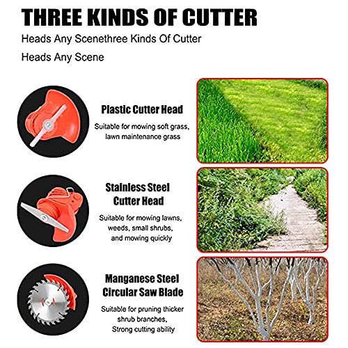 Battery Powered Edger Lawn Tool Cordless Trimmers Lawn Edger String Trimmer with Batteries & Replace Blades for Yard Garden,red
