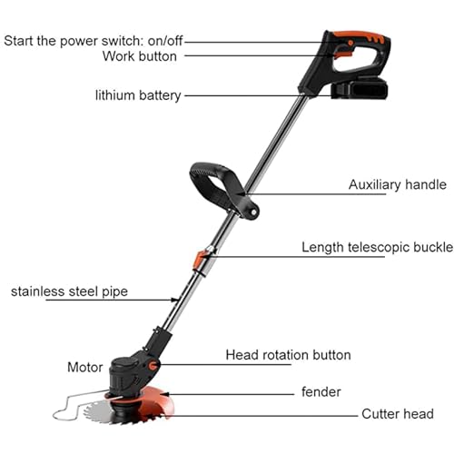 Jwdj Electric Weed Eater 21V Cordless Trimmers Lawn Edger String Trimmer with 2 Pcs 1500mAh Rechargeable Battery/Fast Charger/ 4 Kinds, for Yard Yard, Garden