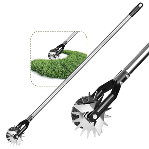 Yuanling Edger Lawn Tool Hand Manual Wheel Rotary Lawn Edger with Adjustable Stainless Steel Handle Trimmer Grass Edger for Garden Sidewalk Yard Driveway Precise Grass Trimming