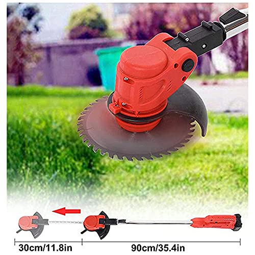 Battery Powered Edger Lawn Tool Cordless Trimmers Lawn Edger String Trimmer with Batteries & Replace Blades for Yard Garden,red
