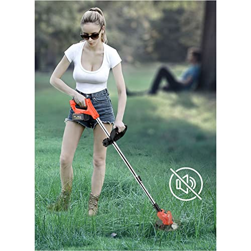 Battery Powered Edger Lawn Tool Cordless Trimmers Lawn Edger String Trimmer with Batteries & Replace Blades for Yard Garden,red