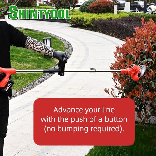Weed Eater Battery Powered, 21v Battery Powered Weed Eater, 3-in-1 Grass Trimmer/Wheel Edger, 4.0 Ah Battery for Garden,Yard,Lawn Cutting(Red) by SHINTYOOL