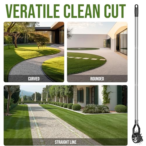Yuanling Edger Lawn Tool Hand Manual Wheel Rotary Lawn Edger with Adjustable Stainless Steel Handle Trimmer Grass Edger for Garden Sidewalk Yard Driveway Precise Grass Trimming