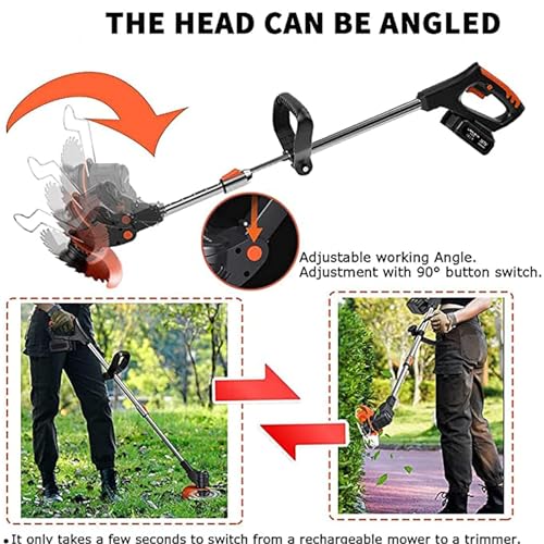 Jwdj Electric Weed Eater 21V Cordless Trimmers Lawn Edger String Trimmer with 2 Pcs 1500mAh Rechargeable Battery/Fast Charger/ 4 Kinds, for Yard Yard, Garden