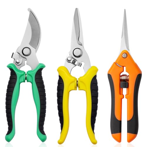 Garden Pruning Shears 3 Pack Gardening Shears Garden Scissors Stainless Steel Garden Shears Pruning Scissors Garden Clippers Pruning Shears for Gardening Garden Tools