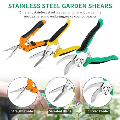 Garden Pruning Shears 3 Pack Gardening Shears Garden Scissors Stainless Steel Garden Shears Pruning Scissors Garden Clippers Pruning Shears for Gardening Garden Tools