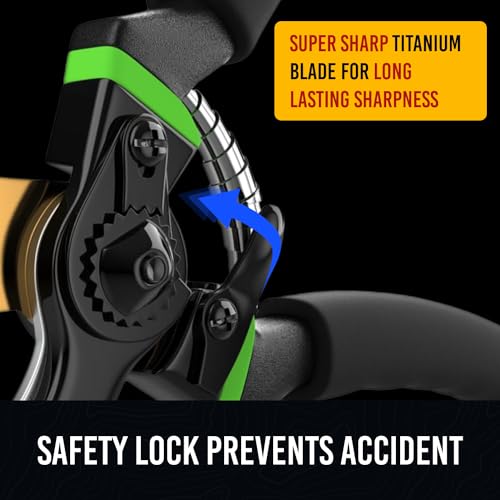 GrowIt 8.5" Professional Titanium Bypass Pruning Shears (T13)- Super Sharp Premium Garden Shears, Pruning Shears For Gardening, Garden Hedge Clippers Handheld Pruners - Garden Scissors Heavy Duty Tool