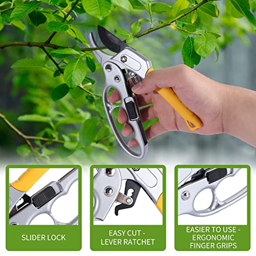 MEPEREZ premium garden clippers, work 3 times easier, arthritis weak hand snips