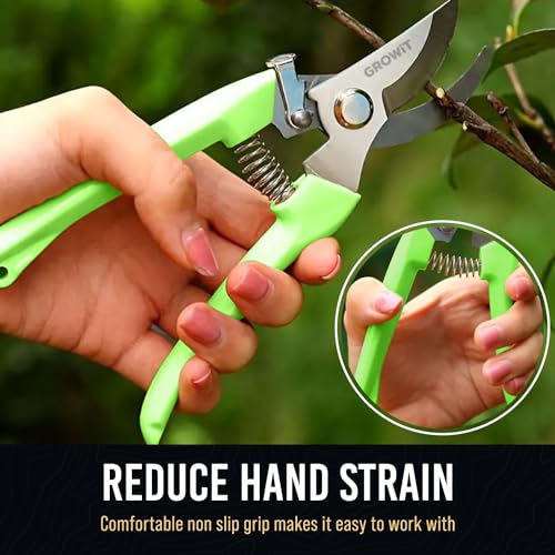 Pruning Shears & Gardening Scissors Set - 7" Titanium Coated Sharp Garden Clippers, Stainless Steel Garden Shears for Plant - Garden Pruners, Florist Scissors with Non-Slip Grip