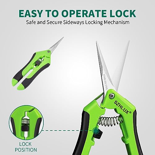 SZHLUX 1-Pack Pruning Shears, 6.5'' Gardening Hand Pruner, Professional Pruning Scissors with Straight Stainless Steel Precision Blades