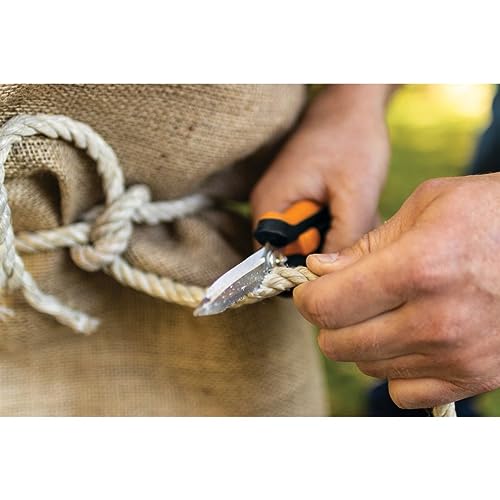 Fiskars Multi-Purpose Garden Snips - 8" Garden Shears with Sheath and SoftGrip Handle - Straight Edge, Serrated Edge, Wire Cutter - Yard and Garden Tools - Orange/Black