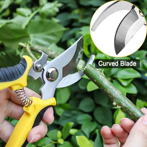 2 Packs Pruning Shears, Garden Shears, Garden Scissors, Garden Pruners Stainless Steel Pruning Shears for Gardening, Garden Clippers, Gardening Tools Scissors with Storage Bag