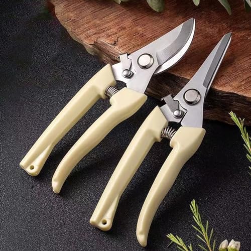[2 Pack] Pruning Shears, Garden Shears, Professional Stainless Steel pruners with Comfort Handle & Spring-loaded, Handheld Garden Clippers, Gardening Tools Scissors Set for Rose Plants Flowers