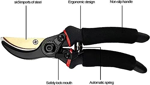 Heavy Duty Bypass Pruning Shears Gardening Manual Pruning Shears Plant Shears Flower Shears Best Gardening Shears, Tree Pruners Cutting Branches Hedges Shrubs and Bushes Ideal Tool Easy to Prune