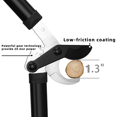 KLDOLLAR Loppers Tree Trimmer Branch Cutter with Powerful Gear Action, Super Pruner Tree Clippers Tree Pruner, Chops Thick Branches Ease, Sharp Steel Blade with 1.3 Inch Cutting Capacity(15 Inch)