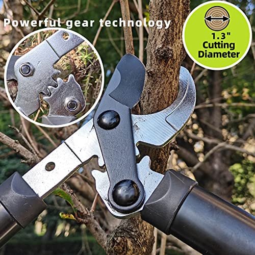 KLDOLLAR Loppers Tree Trimmer Branch Cutter with Powerful Gear Action, Super Pruner Tree Clippers Tree Pruner, Chops Thick Branches Ease, Sharp Steel Blade with 1.3 Inch Cutting Capacity(15 Inch)