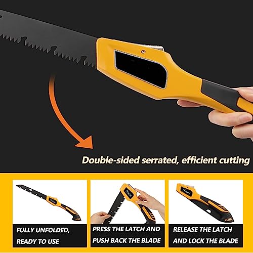 MEPEREZ professional Pruning saw, 20 inches folding portable wood cutting handsaw, adjustable foldable ourdoor survival hand saw, Japanese straight saw blade 10 inches, cutting for garden & camp