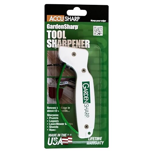 AccuSharp Garden Tool Sharpener, Diamond-Honed Tungsten Carbide Blades, Restores, Repairs, Sharpens & Hones Lawnmower Blades, Secateurs, Limb Loppers, Hoes, Shovels, and Scythes