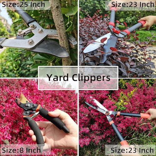 YRTSH Loppers Hedge Shears & Pruners Combo Set 3-Piece Hedge Clippers, Heavy Duty Tree & Shrub Care Kit for Yard, Lawn & Garden, Professional Branch Cutter Tree Trimmer for Indoor & Outdoor Gardening