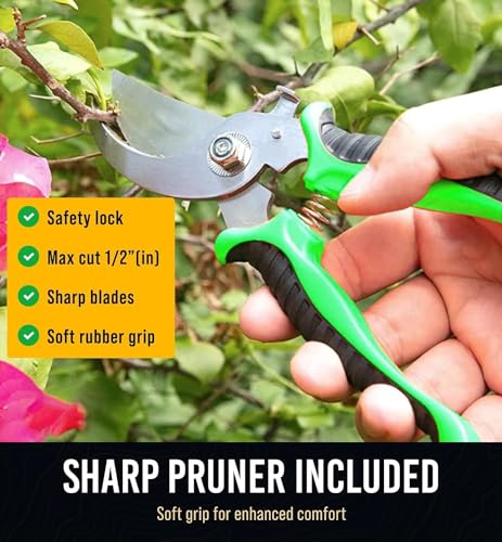 Heavy Duty Garden Tools 10 Pieces Set - Rust Proof, Durable Gardening Supplies for Dad from Wife, Son, Daughter - Ergonomic Gardening Hand Tools