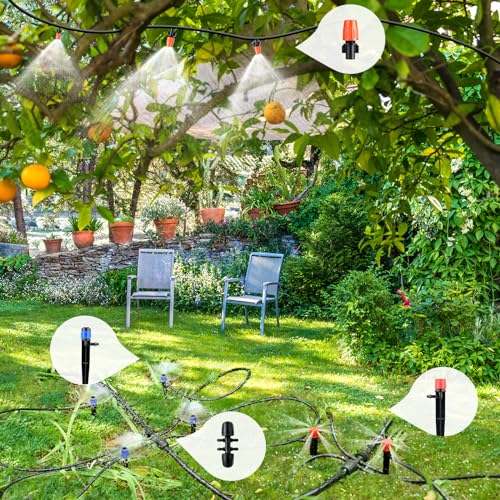 EYYA Drip Irrigation System Kit, 226FT Automatic Micro Irrigation Kit Patio Misting Plant Watering System with 1/2 inch 1/4 inch Drip Irrigation Tubing,Adjustable Nozzle Emitters for Garden Greenhouse