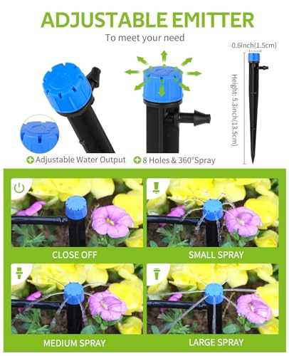 HIRALIY 100ft Drip Irrigation Kit Plant Watering System 8x5mm Blank Distribution Tubing DIY Automatic Irrigation Equipment Set for Garden Greenhouse Flower Bed Patio Lawn