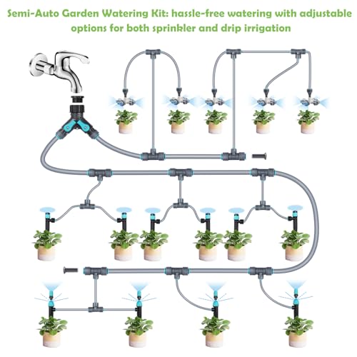 Onarway Garden Drip Irrigation System: Raised Garden Bed Drip Irrigation Kit with Quick Connectors - Greenhouse Micro Misting Watering System for Plants - Instant Easy Install