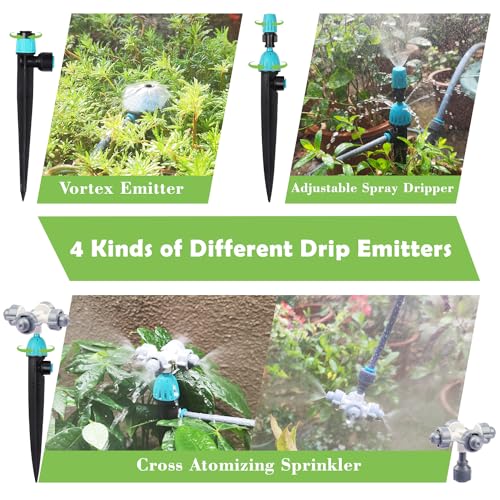 Onarway Garden Drip Irrigation System: Raised Garden Bed Drip Irrigation Kit with Quick Connectors - Greenhouse Micro Misting Watering System for Plants - Instant Easy Install