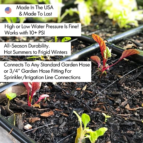 Garden In Minutes Drip Irrigation System for Garden, Soaker Hose & Garden Watering System Preassembled Drip Irrigation Kit, Flower Bed Sprinkler, Garden Irrigation System Kit - 4x8 (44"x88")