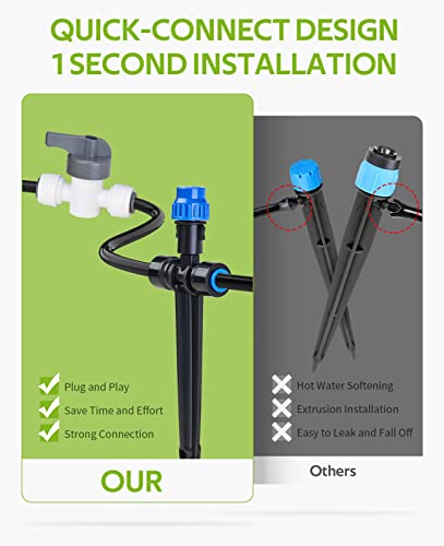 HIRALIY 118FT Greenhouse Mist Drip Irrigation Kit, Hanging Plant Watering System, Garden Watering System with 1/4" Blank Tubing and Misting Nozzles, Quick Connector Design Automatic Irrigation System