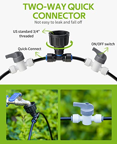 HIRALIY 118FT Greenhouse Mist Drip Irrigation Kit, Hanging Plant Watering System, Garden Watering System with 1/4" Blank Tubing and Misting Nozzles, Quick Connector Design Automatic Irrigation System