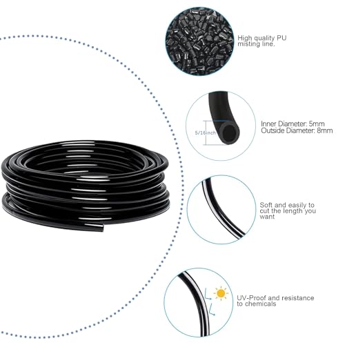 Suyeah 49.21Ft Drip Irrigation Kit Automatic Irrigation System, 360° Bendable Garden Irrigation System, Garden Watering System Adjustable Bendable Nozzle Copper Sprayer System for Garden Yard