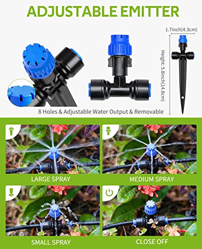 HIRALIY 49FT Automatic Drip Irrigation Kits with Garden Timer, Garden Watering System for Patio Lawn, Quick Connector Design Garden Irrigation System Kit with Easy Programmable Water Timer