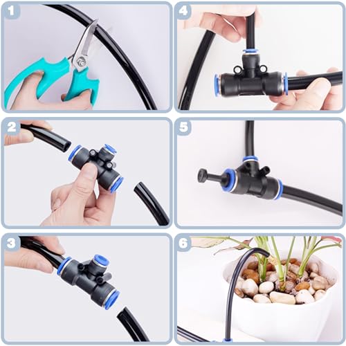 Suyeah 49.21Ft Drip Irrigation Kit Automatic Irrigation System, 360° Bendable Garden Irrigation System, Garden Watering System Adjustable Bendable Nozzle Copper Sprayer System for Garden Yard