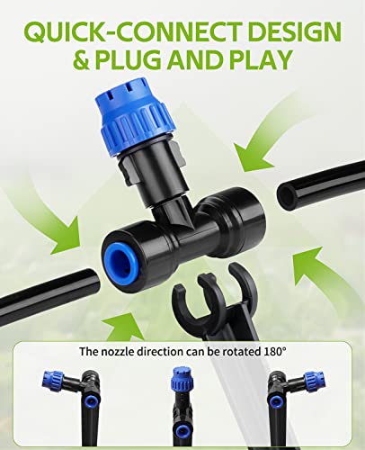 HIRALIY 49FT Automatic Drip Irrigation Kits with Garden Timer, Garden Watering System for Patio Lawn, Quick Connector Design Garden Irrigation System Kit with Easy Programmable Water Timer