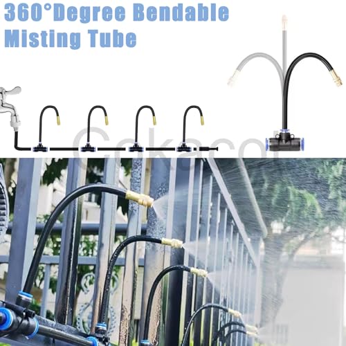 49.21Ft Bendable Drip Irrigation Kit 360°Adjustable Automatic Watering System + 15 Upgraded T-Joints + 15 Misting Nozzles + Faucet Adapter + Install Adapters for Garden Flower Bed (45PCS)