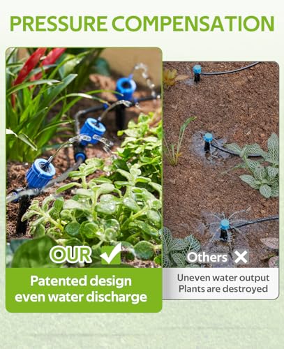HIRALIY 85FT Garden Watering System with Garden Timer, Pressure Compensating Drippers, New Quick Connector Drip Irrigation Kits, Irrigation System for Plants, Watering Regularly by Timer