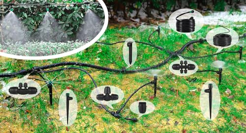 NRWRTY Leak-Proof Drip Irrigation Kit,Quick Connect Irrigation System,Lock Barbed Garden Watering System with 1/4 inch 1/2 inch Irrigation Tubing Hose for Garden,Raised Garden Bed, Lawn