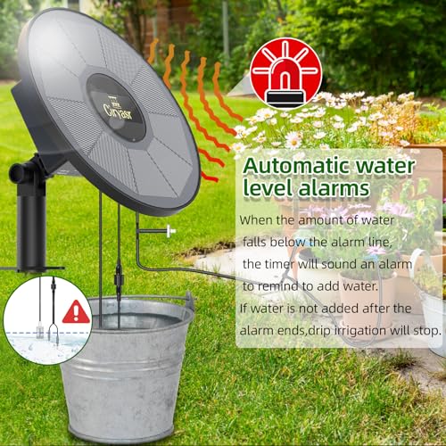 CIRYASR Solar Drip Irrigation System, Automatic Watering System with 2200mAh Battery and 6 Timer Modes for Potted Plants Drip Irrigation Kit for Balconies, Green House, Balcony Gift for Father's Day
