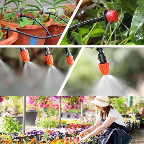 zycBernoi 240FT Drip Irrigation System Kit, Garden Watering System for Greenhouse, Yard, Lawn, Plant with 1/2 inch Hose 1/4 inch Distribution Tubing and Accessories