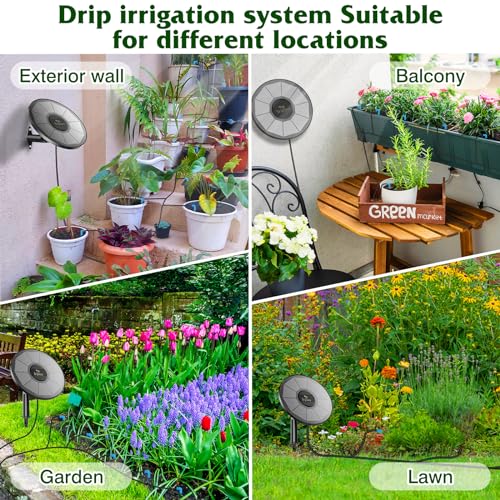 Solar Irrigation System with Automatic DIY Water Timer TRJZWA 2024 Latest Drip Irrigation System Kit for Garden,Balcony,Greenhouse,Garden Watering System Supports 15 Potted Plants with 15 Meter Hose